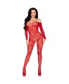 LEG AVENUE - 89366 LINGERIE EN DENTELLE BODYSTOCKING ROUGE - TAILLE UNIQUE