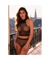 PASSION - BS116 BODYSTOCKING NOIR EN MAILLE À STRASS