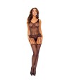 PASSION - BS119 BODYSTOCKING NOIR À FLEURS