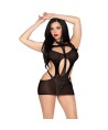 LEG AVENUE - 81680 ROBE MINI OPAQUE ET DÉBARDEUR DOS NU NOIR - TAILLE UNIQUE