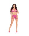 LEG AVENUE - 86148 ENSEMBLE SOUTIEN-GORGE ET CULOTTE EN DENTELLE AVEC PORTE-JARRETELLES ROSE - TAILLE UNIQUE