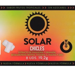 WUG SOLAR - Chewing-gum fonctionnel aux vitamines et au zinc, saveur fruits tropicaux, plaquette thermoformée de 8 unités