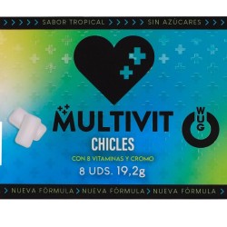 WUG MULTIVIT - GOMME À MÂCHER MULTIVITAMINES FONCTIONNELLES, SAVEUR TROPICALE, PLAQUETTE DE 8 PIÈCES
