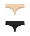 BYE-BRA - PACK 2 TANGAS INVISIBLES BEIGE Y NEGRO TALLA S
