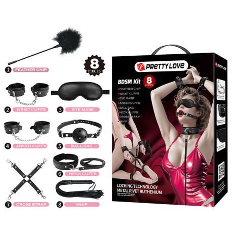 PRETTY LOVE - KIT BDSM 8 PIÈCES NOIR