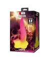 POWER MONSTERS - GODEMICHET MONSTRE ONDULÉ FANTASY AVEC VENTOUSE 22,5 CM Ø 5,5 CM ROSE ET JAUNE