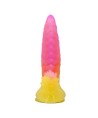 POWER MONSTERS - GODEMICHET MONSTRE ONDULÉ FANTASY AVEC VENTOUSE 22,5 CM Ø 5,5 CM ROSE ET JAUNE