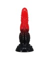 POWER MONSTERS - GODEMICHÉ FANTAISIE DRAGON DE FEU AVEC VENTOUSE 24,5 CM Ø 5,8 CM ROUGE ET NOIR