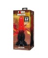 POWER MONSTERS - GODEMICHÉ FANTAISIE DRAGON DE FEU AVEC VENTOUSE 24,5 CM Ø 5,8 CM ROUGE ET NOIR