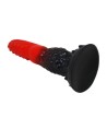 POWER MONSTERS - GODEMICHÉ FANTAISIE DRAGON DE FEU AVEC VENTOUSE 24,5 CM Ø 5,8 CM ROUGE ET NOIR