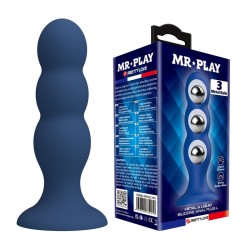 MR PLAY - PLUG ANAL AVEC BILLES MÉTALLIQUES ET VENTOUSE BLEUE