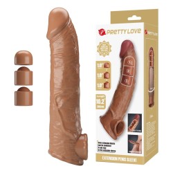 PRETTY LOVE - MANCHON D'EXTENSION DE PÉNIS AJUSTABLE 26 CM Ø 4 CM NATUREL