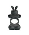 PRETTY LOVE - ANNEAU VIBRANT POUR PÉNIS AVEC STIMULATEUR LAPIN, 10 FONCTIONS, NOIR