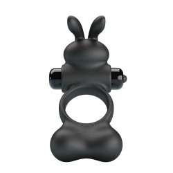 PRETTY LOVE - ANNEAU VIBRANT POUR PÉNIS AVEC STIMULATEUR LAPIN, 10 FONCTIONS, NOIR