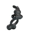 PRETTY LOVE - ANNEAU VIBRANT POUR PÉNIS AVEC STIMULATEUR LAPIN, 10 FONCTIONS, NOIR