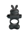 PRETTY LOVE - ANNEAU VIBRANT POUR PÉNIS AVEC STIMULATEUR LAPIN, 10 FONCTIONS, NOIR
