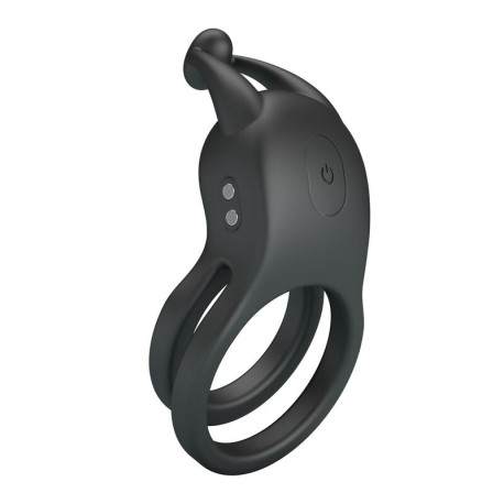 PRETTY LOVE - ANNEAU PÉNIS DOUBLE VIBRANT RECHARGEABLE GOODWIN NOIR