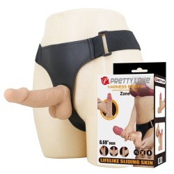 PRETTY LOVE - HARNAIS ZANE AVEC GODEMICHET FLEXIBLE 17 CM Ø 4,3 CM NATUREL