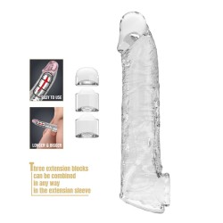 PRETTY LOVE - MANCHON D'EXTENSION DE PÉNIS AJUSTABLE 26 CM Ø 4 CM TRANSPARENT