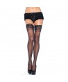 LEG AVENUE - BAS NOIR AVEC SILICONE ET DENTELLE