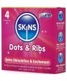 SKINS - PACK DE 4 PRÉSERVATIFS PREMIUM DOTS RIBS