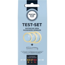MISTER SIZE - KIT DE TEST&nbsp;: 3 PRÉSERVATIFS DE TAILLES DIFFÉRENTES + MÉLANGE À POINTS