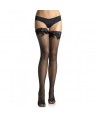 LEG AVENUE - COLLANT RÉSILLE NOIR AVEC DENTELLE SUPÉRIEURE ET DÉTAIL NOEUD