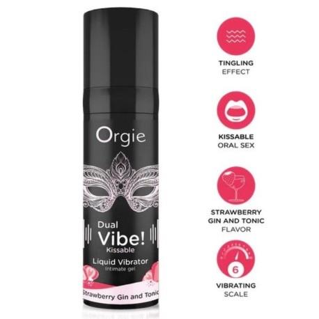 ORGIE - DOUBLE VIBRATION! VIBRATEUR LIQUIDE À EMBRASSER GIN TONIC À LA FRAISE 15 ML