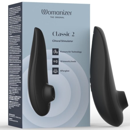 WOMANIZER - STIMULATEUR CLITORIAL À SUCCION CLASSIQUE 2 - 10 NIVEAUX D'INTENSITÉ - NOIR