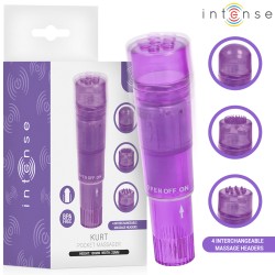 INTENSE - MINI MASSEUR KURT AVEC 4 TÊTES INTERCHANGEABLES VIOLETTE