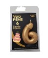 DIABLO PICANTE - BOUGIE PÉNIS EN FORME DE CHIFFRE 6 COULEUR OR