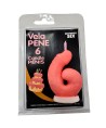 DIABLO PICANTE - BOUGIE PÉNIS EN FORME DE CHIFFRE 6 ROSE