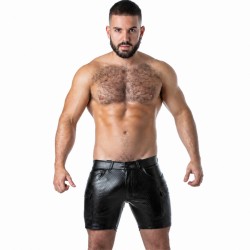 LOCKER GEAR - PUNCH HOLE LEATHERETTE PANTALÓN CORTO CARGO NEGRO S