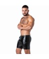 LOCKER GEAR - PUNCH HOLE LEATHERETTE PANTALÓN CORTO CARGO NEGRO S