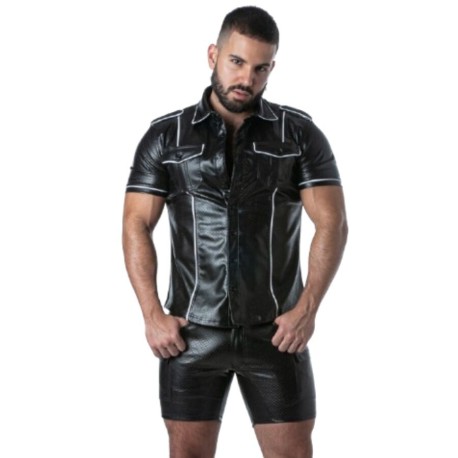 LOCKER GEAR - PUNCH HOLE LEATHERETTE CAMISA BLANCO S