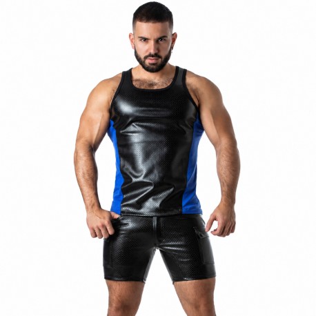 LOCKER GEAR - PUNCH HOLE LEATHERETTE CAMISETA DE TIRANTES AZUL S