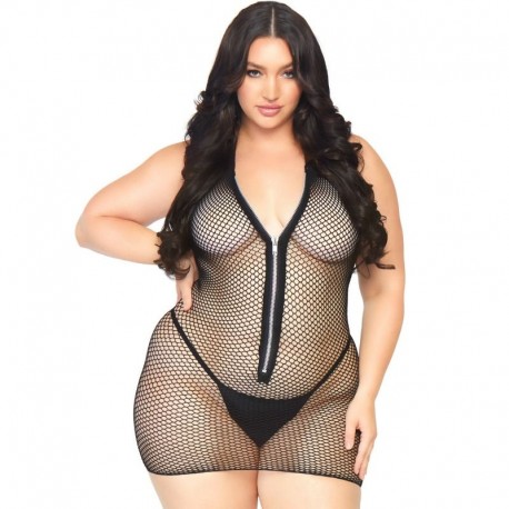 LEG AVENUE ROBE RÉSILLE ZIPPÉE 1X-2X
