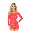 LEG AVENUE DENTELLE AU CROCHET MINI ROBE À MANCHES LONGUES CORAIL TAILLE UNIQUE