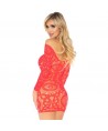 LEG AVENUE - ROBE MINI À MANCHES LONGUES EN DENTELLE AU CROCHET ROUGE TAILLE UNIQUE