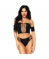 LEG AVENUE ENSEMBLE 2 PIECES CROP TOP ET STRING OPAQUES TAILLE UNIQUE