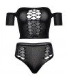 LEG AVENUE ENSEMBLE 2 PIECES CROP TOP ET STRING OPAQUES TAILLE UNIQUE