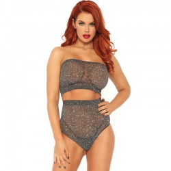 LEG AVENUE SET DEUX PIECES TOP ET CULOTTE DE LUREX TT.U.