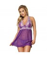 SUBBLIME - BABYDOLL BLANC FLORAL LACES PURPLE S / M