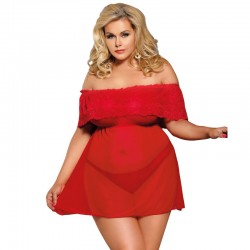 SUBBLIME - QUEEN PLUS ROBE COURTE + STRING ROUGE